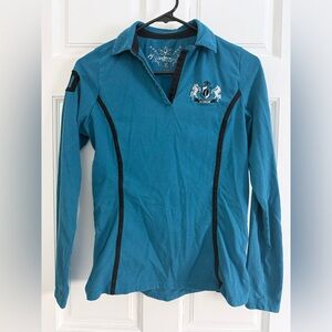 Irideon Blue Long-Sleeve Polo Shirt